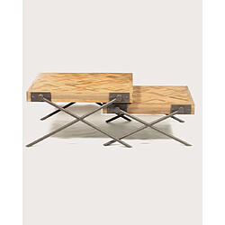 Avis UNIQKA Loft - Table basse carrée gigogne en teck motif chevron