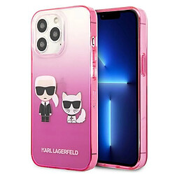 Karl Lagerfeld Gradient Ikonik Karl & Choupette - Coque pour iPhone 13 Pro (Rose) 