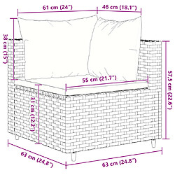vidaXL Salon de jardin 11 pcs avec coussins marron résine tressée pas cher
