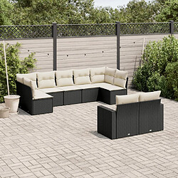 Maison Chic Ensemble Tables et chaises d'extérieur 9 pcs avec coussins,Salon de jardin noir résine tressée -GKD899937