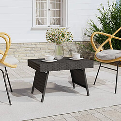 vidaXL Table d'appoint pliable noir 60x40x38 cm résine tressée