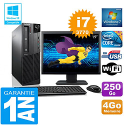 PC Lenovo M92p SFF Core I7-3770 Ram 4Go Disque 250 Go Wifi W7 Ecran 19" · Occasion 