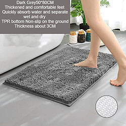 LUUCOZK Tapis de bain antidérapants absorbants à séchage rapide, décoration de salle de bain, gris foncé, fond TPR 50 x 80 cm-Taille standard 