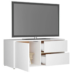 Maison Chic Meuble TV scandinave - Banc TV pour salon Blanc 80x34x36 cm Bois d'ingénierie -MN74672 pas cher