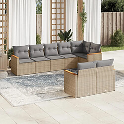 Maison Chic Salon de jardin avec coussins 8 pcs | Ensemble de Table et chaises | Mobilier d'Extérieur beige résine tressée -GKD71950