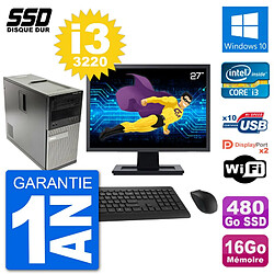 PC Tour Dell 7010 Ecran 27" Intel i3-3220 RAM 16Go SSD 480Go Windows 10 Wifi · Occasion 