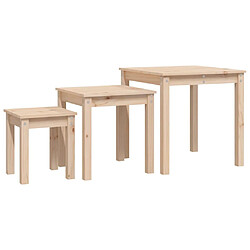 vidaXL Tables gigognes 3 pcs Bois de pin massif