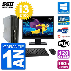 PC HP Z210 SFF Ecran 19" Intel Core i3-2100 RAM 16Go SSD 120Go Windows 10 Wifi - Occasion