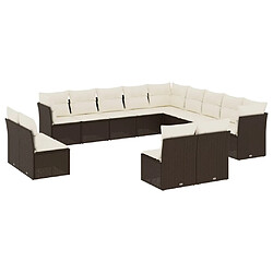 Maison Chic Salon de jardin avec coussins 13 pcs, Ensemble Tables et chaises de jardin, marron résine tressée -GKD845079