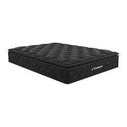 Vente-Unique Ensemble 160 x 200 cm cadre à lattes + matelas ressorts ensachés surmatelas intégré ép.28cm - BLACK DREAM de YSMÉE