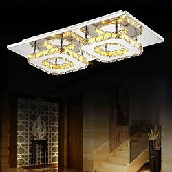 Stoex Plafonnier en Cristal Miroir Acier Inoxydable Double Tête Moderne LED Luminaire Lustre Eclairage Salon Chambre Couloir Entrée Blanc Chaud 