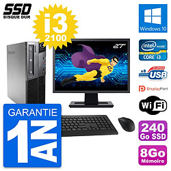 PC Lenovo M81 SFF Ecran 27" Intel Core i3-2100 RAM 8Go SSD 240Go Windows 10 Wifi - Occasion