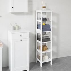 SoBuy BZR14-W Meuble Colonne de Salle de Bain Armoire Haute étagère