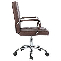 Avis Decoshop26 Chaise de bureau sur roulettes coutures décoratives carrées accoudoirs en PVC bordeaux et métal chromé 10_0002463