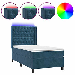 Maison Chic Lit adulte- Lit + matelas + LED,Sommier à lattes de lit matelas et LED Bleu foncé 100x200 cm -GKD83611