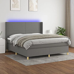 vidaXL Sommier à lattes de lit matelas LED Gris foncé 160x200 cm Tissu 