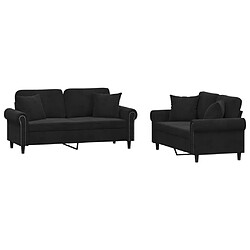 vidaXL Ensemble de canapés 2 pcs avec coussins noir velours