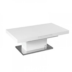 Inside 75 Table basse relevable SET UP WHITE laqué blanc socle acier brossé 