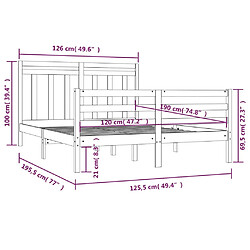 vidaXL Cadre de lit bois massif 120x190 cm petit double pas cher