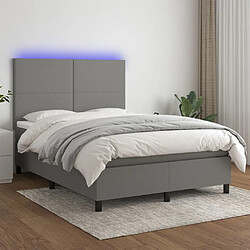 vidaXL Sommier à lattes de lit et matelas et LED Gris foncé 140x200 cm 