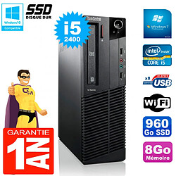 PC Lenovo M92p SFF Core I5-2400 8Go Disque 960Go SSD Graveur DVD Wifi W7 · Occasion 