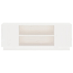 Maison Chic Meuble TV scandinave - Banc TV pour salon Blanc 110x35x40,5 cm Bois de pin massif -MN87066 pas cher