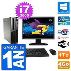 PC Lenovo M91p SFF Ecran 22" Intel i7-2600 RAM 4Go Disque 1To Windows 10 Wifi - Occasion