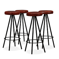 vidaXL Tabourets de bar lot de 4 cuir véritable