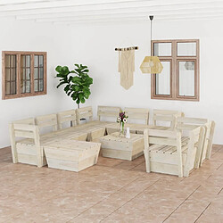 Maison Chic Salon de jardin palette 10 pcs - Ensemble table et chaises d'extérieur - Salon/Mobilier de jardin classique Bois d'épicéa imprégné -MN27324