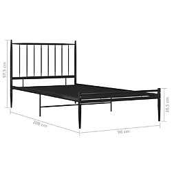 vidaXL Cadre de lit sans matelas noir métal 90x200 cm pas cher