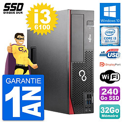 PC Fujitsu Esprimo D556 DT Intel Core i3-6100 RAM 32Go SSD 240Go Windows 10 Wifi - Occasion