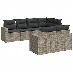 vidaXL Salon de jardin avec coussins 7 pcs gris résine tressée