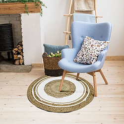 Avis Thedecofactory FUNNY JUTE - Tapis rond en jute et coton cercle blanc diam.70