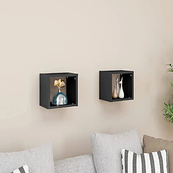 vidaXL Étagères cube murales 2 pcs gris brillant 22x15x22 cm