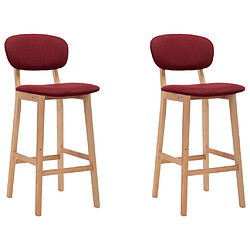 vidaXL Tabourets de bar lot de 2 rouge bordeaux tissu 