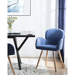 Beliani Chaise de salle à manger BROOKVILLE Set de 2 Tissu Bleu marine