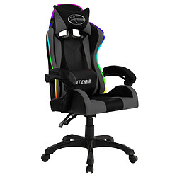 Maison Chic Chaise de jeu vidéo avec LED, Chaise gaming, Fauteuil gamer d'ordinateur,Chaise de Bureau RVB Gris et noir Similicuir -GKD63015