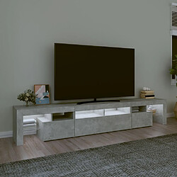 Avis Maison Chic Meuble TV avec lumières LED, Banc TV pour salon, Meuble de rangement Gris béton 230x36,5x40 cm -GKD52449