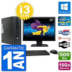 PC HP 800 G1 Ecran 22" Core i3-4130 RAM 16Go Disque 500Go Windows 10 Wifi - Occasion