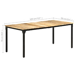 vidaXL Table à manger 180x90x76 cm Bois de manguier brut pas cher