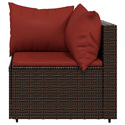 Acheter vidaXL Salon de jardin 4 pcs avec coussins Marron Résine tressée