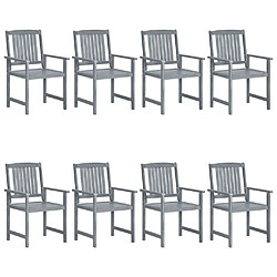 Avis Maison Chic Lot de 8 Chaises de jardin avec coussins | chaises d'extérieur | Fauteuil Relax Bois d'acacia solide Gris -GKD35530