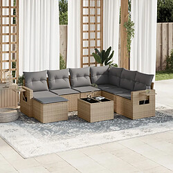 vidaXL Salon de jardin avec coussins 8 pcs beige résine tressée 