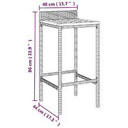 vidaXL Tabourets de bar lot de 4 noir résine tressée et bois d'acacia pas cher