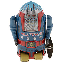 Vintage remontage mécanique mécanique Walking Tin Mr. Atomic Robot Toy bleu