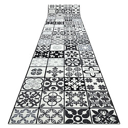 RUGSX TAPIS DE COULOIR antidérapant AZULEJO PATCHWORK, CARREAUX DE LISBONNE gris noir 67x510 cm 