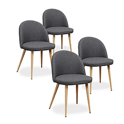 Lot de 4 chaises scandinaves Cecilia tissu Gris foncé