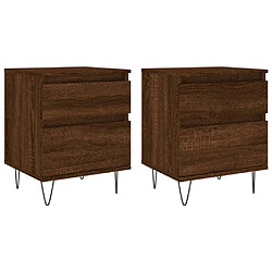 Maison Chic Lot de 2 Tables de chevet,Table de nuit,Table d'appoint pour salon chêne marron 40x35x50 cm bois ingénierie -MN78729