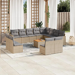 Maison Chic Salon de jardin avec coussins 13 pcs | Ensemble de Table et chaises | Mobilier d'Extérieur beige résine tressée -GKD72290