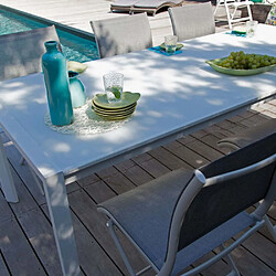 OCEO BY PROLOISIRS Table extérieure extensible en aluminium plateau en verre trempé Milo.